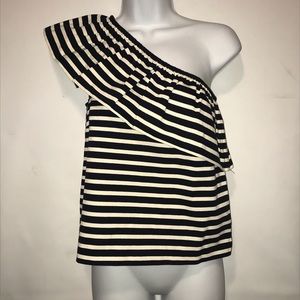 J crew blue and cream stripe top